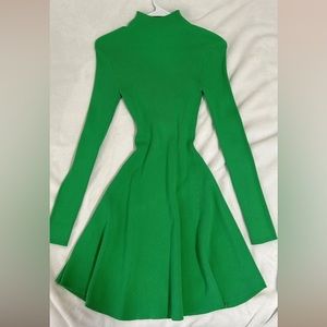 Zara slim fit green turtleneck dress